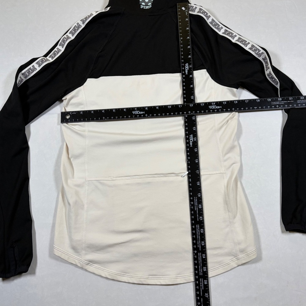 Pink Victoria's Secret Ultimate Quarter Zip Pullover Black White Logo Small - Picture 10 of 12